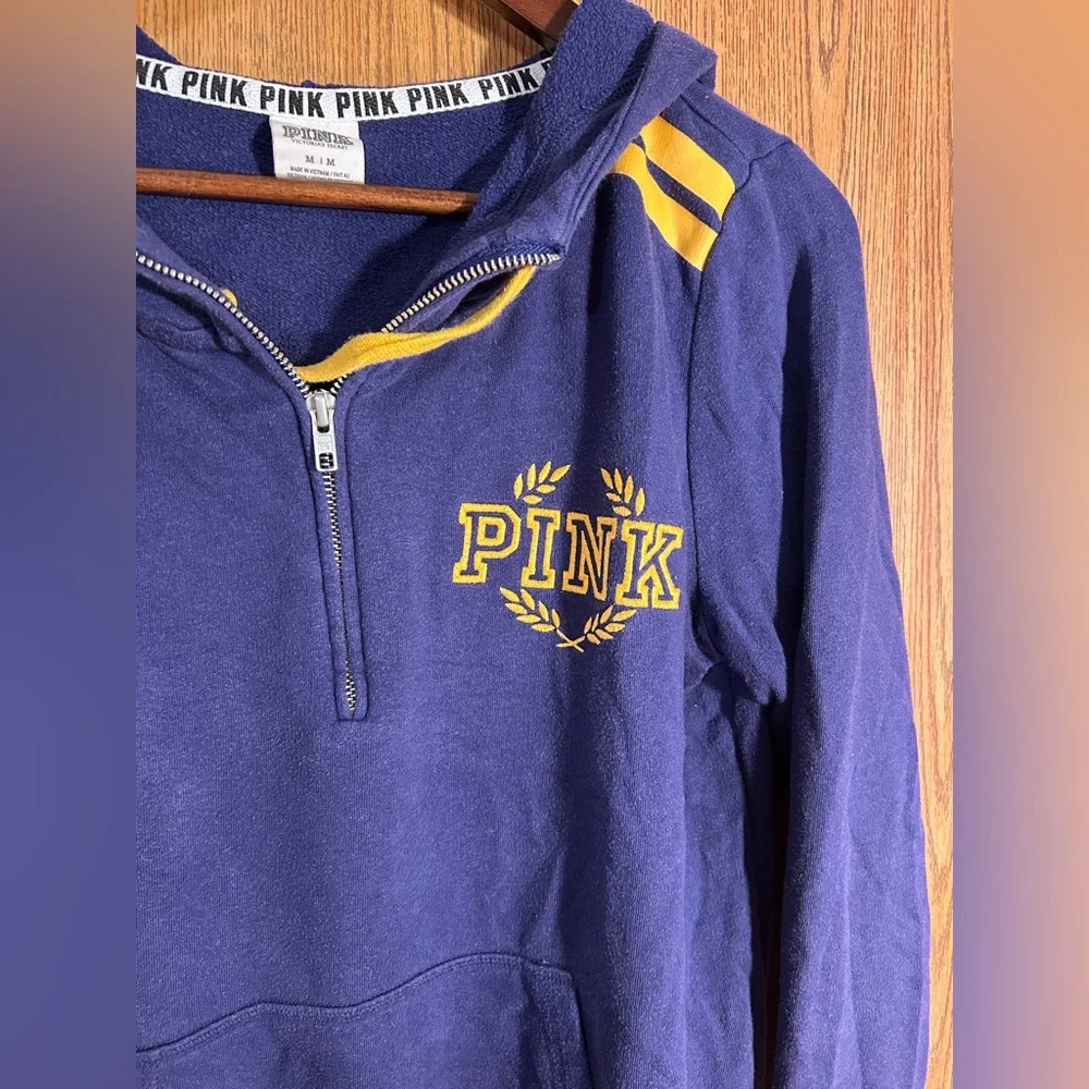 PINK Varsity Half Zip Embroidered Sweatshirt - Picture 3 of 5